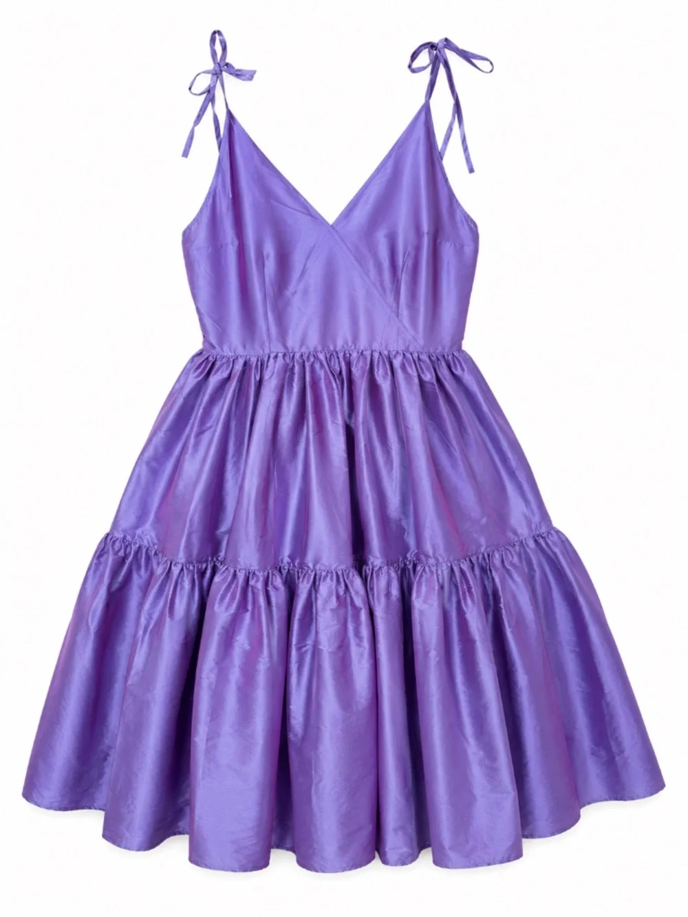 Anthropologie Bloni Tiered Shine Dress Purple Taffeta Party Dress Size XL - Picture 4 of 15